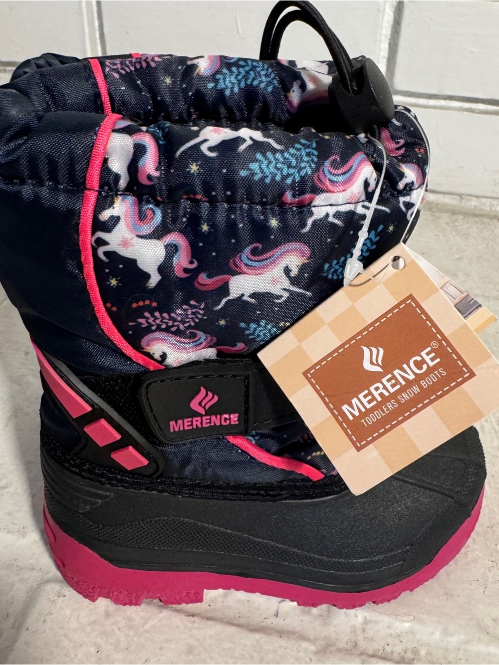Merence Kids' Navy & Pink Unicorn Snow Boots